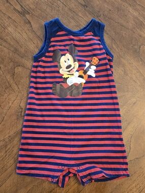 Disney Red and Blue Striped Mickey Mouse Tank One-Piece